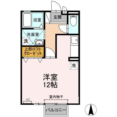 サンセール中切(ワンルーム/2階)の間取り写真