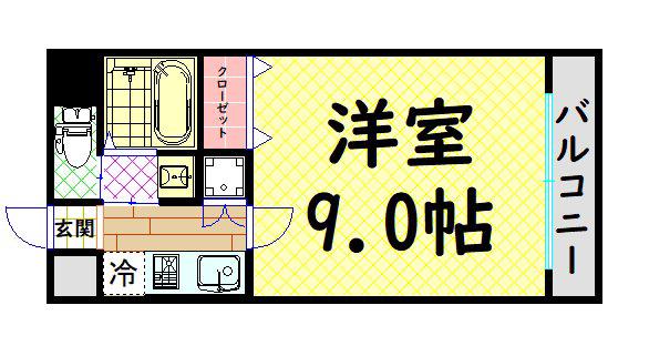 モノトーン難波(1K/5階)の間取り写真