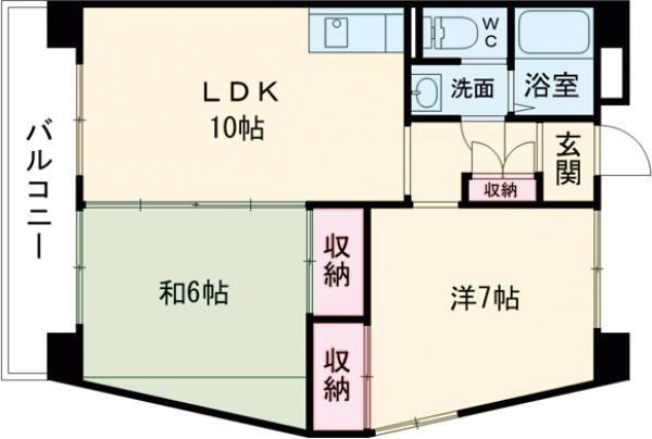 インペリアル西本II(2LDK/1階)の間取り写真