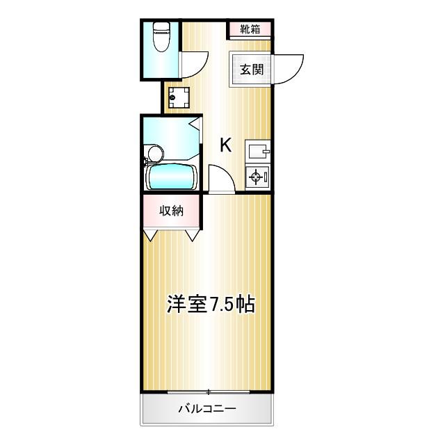プラムコート(1K/2階)の間取り写真