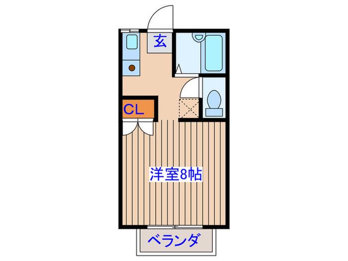 グランデュールパピヨンB棟(ワンルーム/2階)の間取り写真
