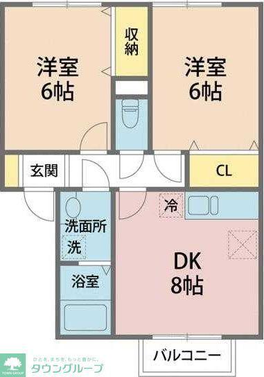 ピュアグレイスMIYA(2DK/2階)の間取り写真
