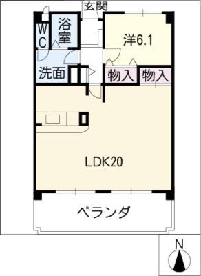 ナルセビル(1LDK/2階)の間取り写真