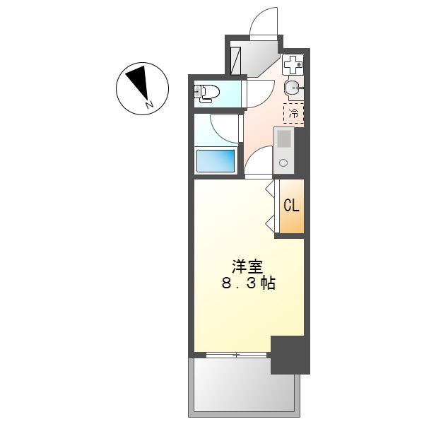 ヒルズ新栄2号館(1K/9階)の間取り写真