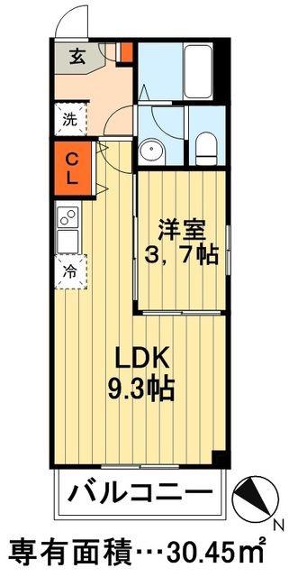 IVORY(1LDK/3階)の間取り写真