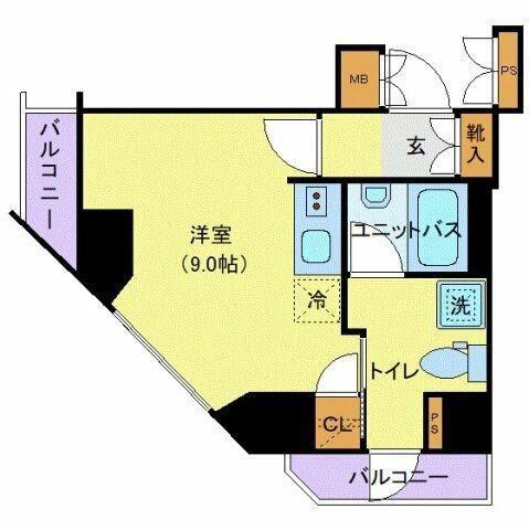 ダイナシティ西新宿(ワンルーム/12階)の間取り写真