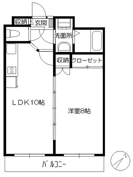 グランカーサ宮内(1LDK/3階)の間取り写真
