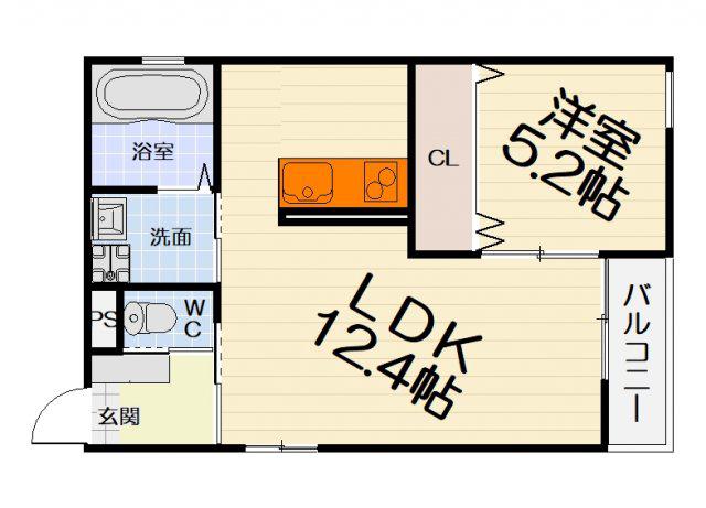 ALLAIANCE鳳東町(1LDK/2階)の間取り写真