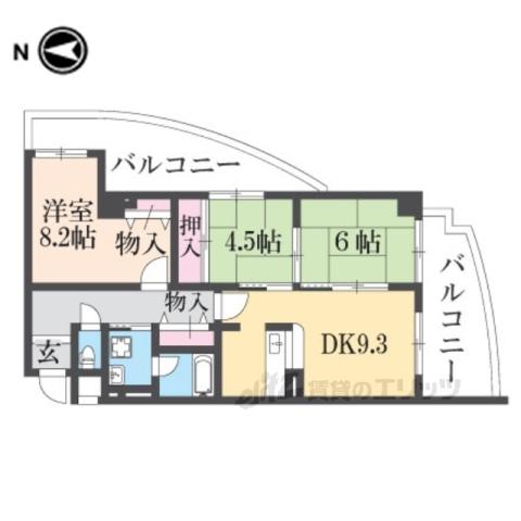 アルデールエスパシオ(2LDK/4階)の間取り写真
