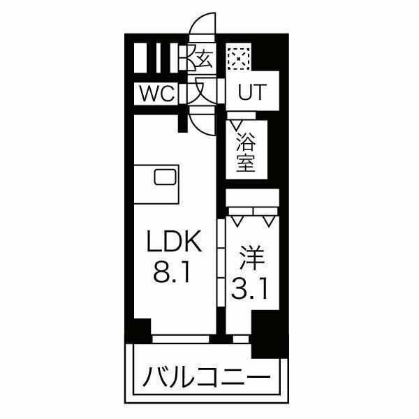 ファステート名古屋駅前ドリーム(1LDK/3階)の間取り写真