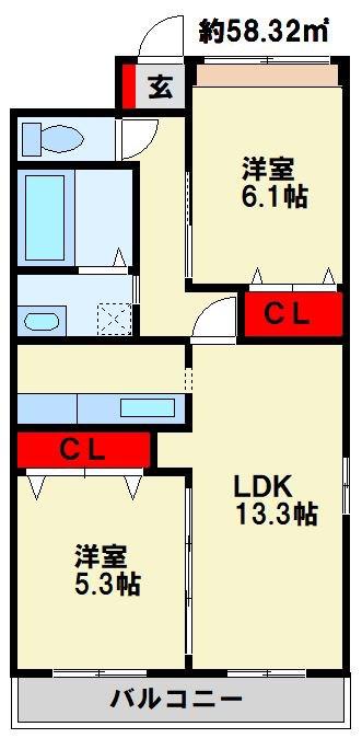 CONSOLATEUR(2LDK/2階)の間取り写真