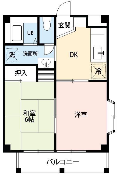 エフハイム2(2DK/1階)の間取り写真