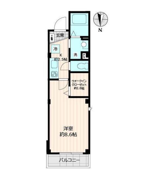 セレーノ東中野II(1K/3階)の間取り写真