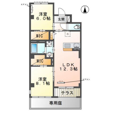 流山市駒木マンション(2LDK/1階)の間取り写真