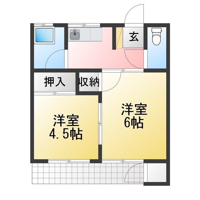 山の手コーポ(2K/1階)の間取り写真