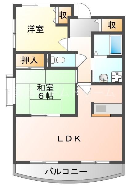 ドリーム菊水(2LDK/5階)の間取り写真