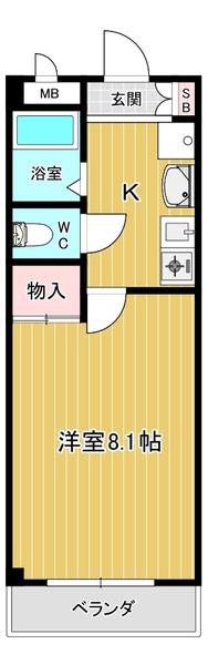 KDY・I(1K/4階)の間取り写真