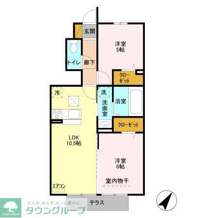 ラ・グラシューズ A(2LDK/1階)の間取り写真