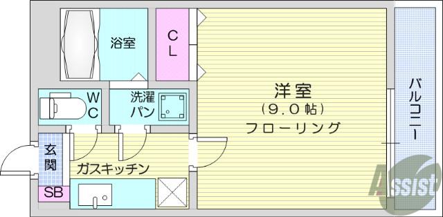 北山101ビル(1K/3階)の間取り写真