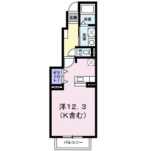 クラール曽比B(ワンルーム/1階)の間取り写真