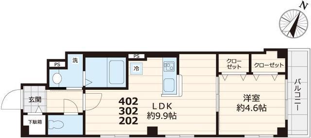 CLASSO(1LDK/4階)の間取り写真
