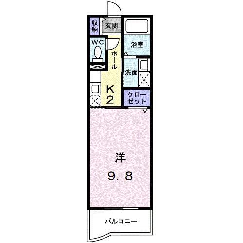グリーンメゾン(1K/2階)の間取り写真