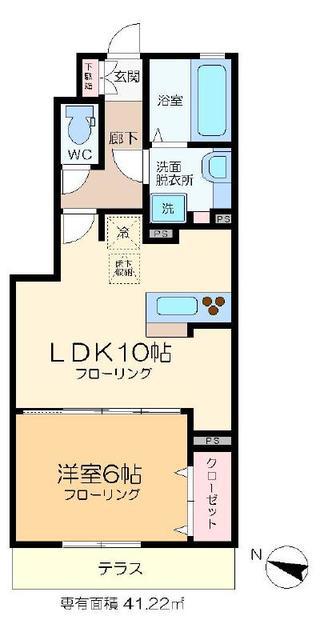 オアシスパティオ(1LDK/1階)の間取り写真