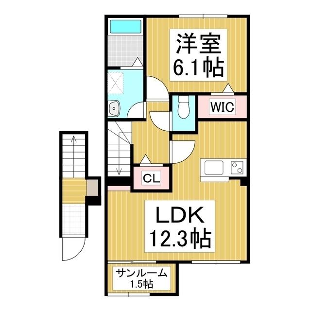 フェレーザ長峰(1LDK/2階)の間取り写真