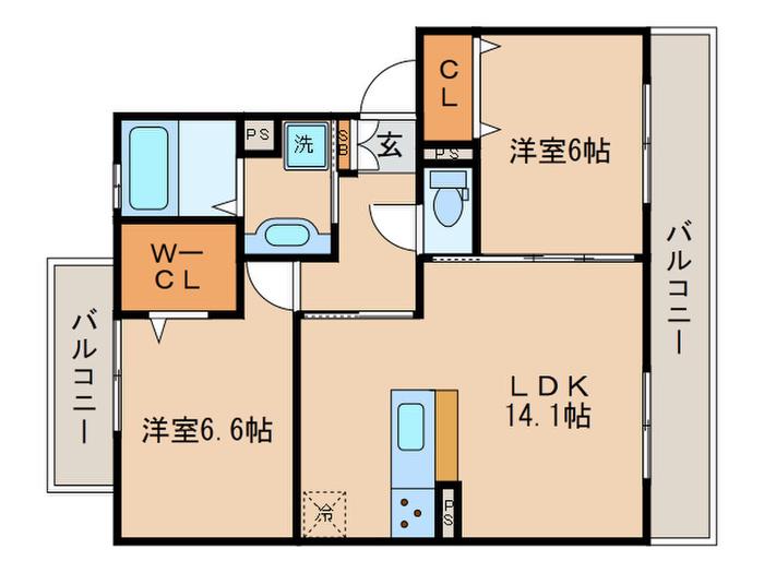 KEシブタニ(2LDK/2階)の間取り写真