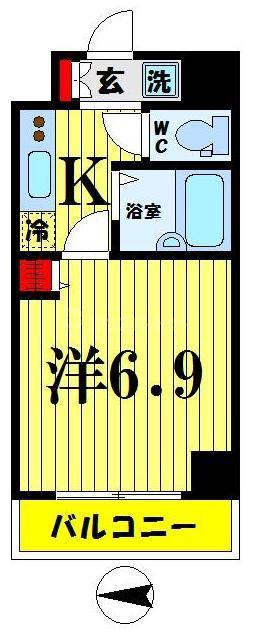 HF亀戸レジデンス(1K/6階)の間取り写真