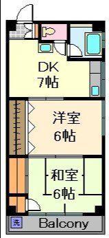 大山ビル(2DK/5階)の間取り写真
