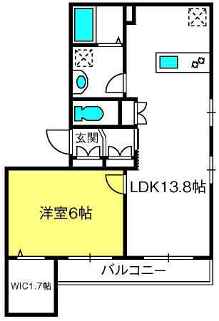 スパシエ上尾(1LDK/2階)の間取り写真