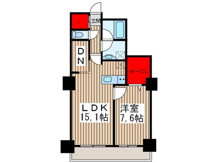 ロイヤルパークスタワー南千住(1LDK/37階)の間取り写真