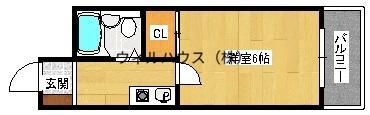 フルレゾン鳳(1K/1階)の間取り写真