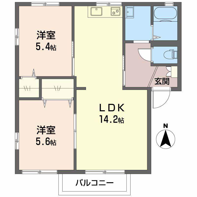 グランベール(2LDK/2階)の間取り写真