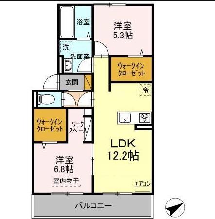 つくばエクスプレス 流山おおたかの森駅 徒歩11分 3階建 築5年(2LDK/2階)の間取り写真