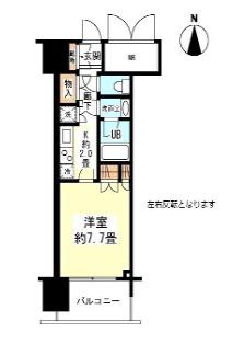 アンビエンテ四ツ橋(1K/6階)の間取り写真