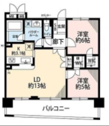 フェイム芝浦インターウェーブ(2LDK/11階)の間取り写真