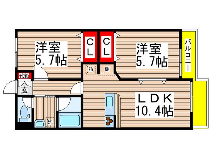 ハピネスロッサ(2LDK/1階)の間取り写真