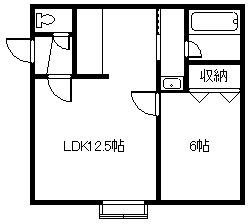 ノーシス B棟(1LDK/1階)の間取り写真