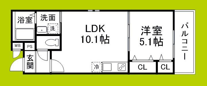 CHARME PARKSIDE I(1LDK/1階)の間取り写真