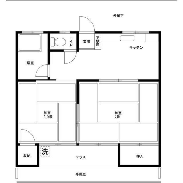 KENコーポラス(2K/1階)の間取り写真