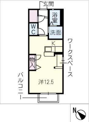 プレジオ2(ワンルーム/1階)の間取り写真