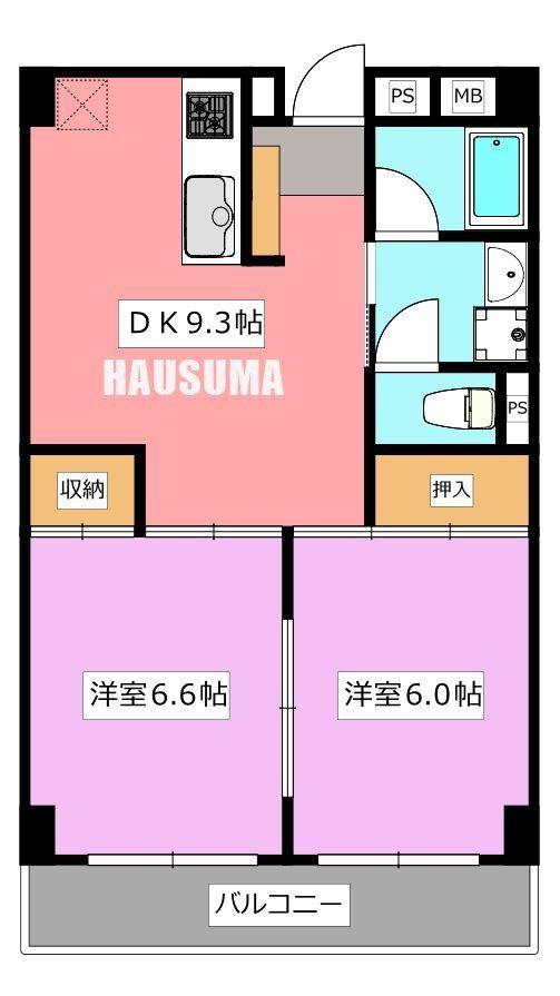 フラット赤羽(2DK/3階)の間取り写真