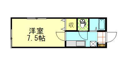 コーポヴェルジェ(1K/2階)の間取り写真