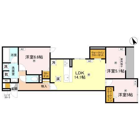 RISING HILLS II(3LDK/1階)の間取り写真