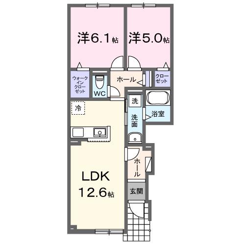 JR宗谷本線 旭川四条駅 徒歩27分 2階建 新築(2LDK/1階)の間取り写真