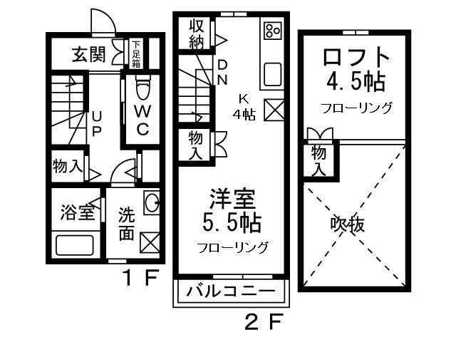 メゾンプラムB(ワンルーム/1階)の間取り写真