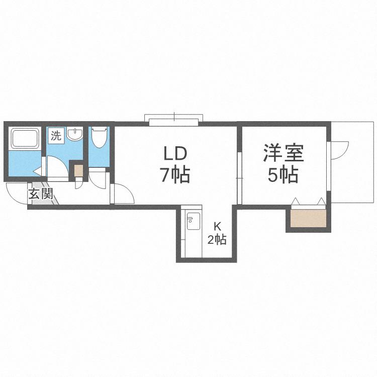 KOUMOEHILL(1LDK/2階)の間取り写真