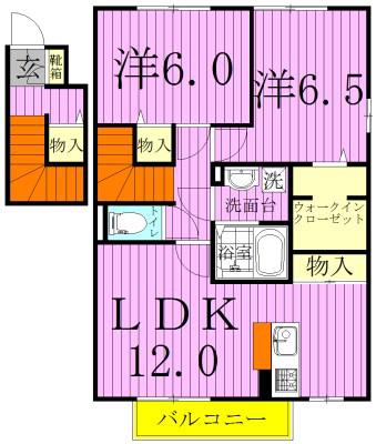 ビューフォレストC(2LDK/2階)の間取り写真